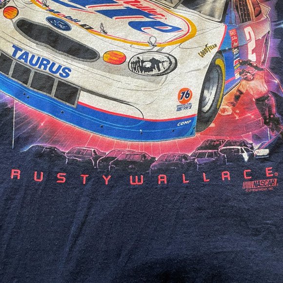 Chase Authentics Rusty Wallace Nascar Racing Miller Lite Car Graphic Tee Size: L - Picture 3 of 7